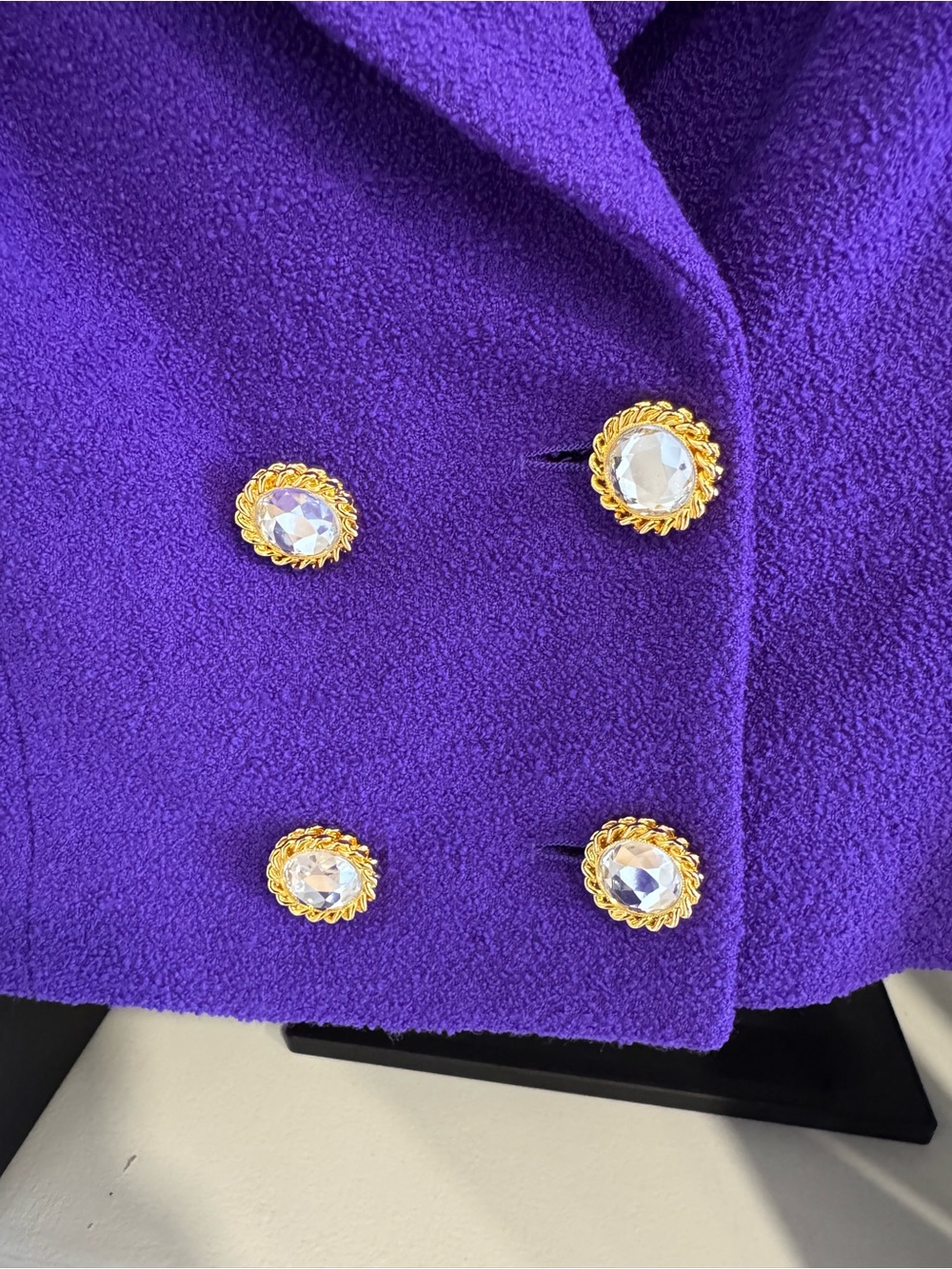 Alessandra Rich Vibrant Purple Cropped Double-Breasted Blazer - Picture 4 of 6